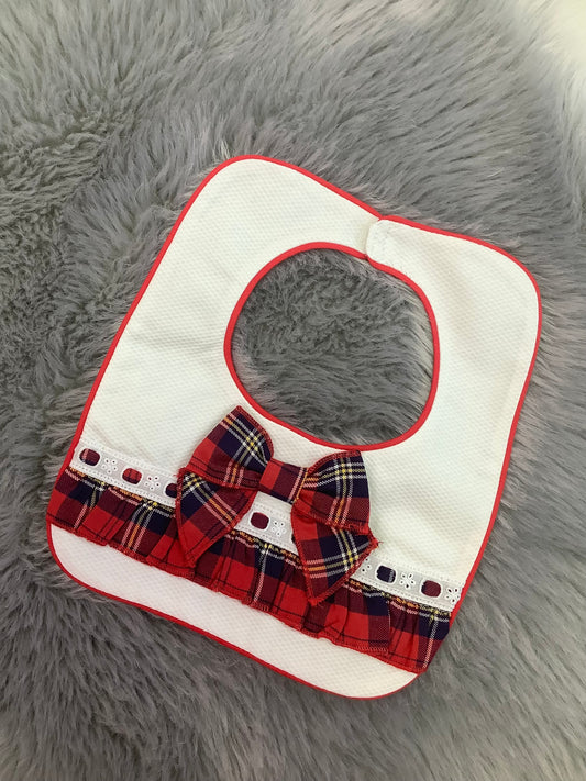 Wee Me Red Tartan Baby Bib XMAS
