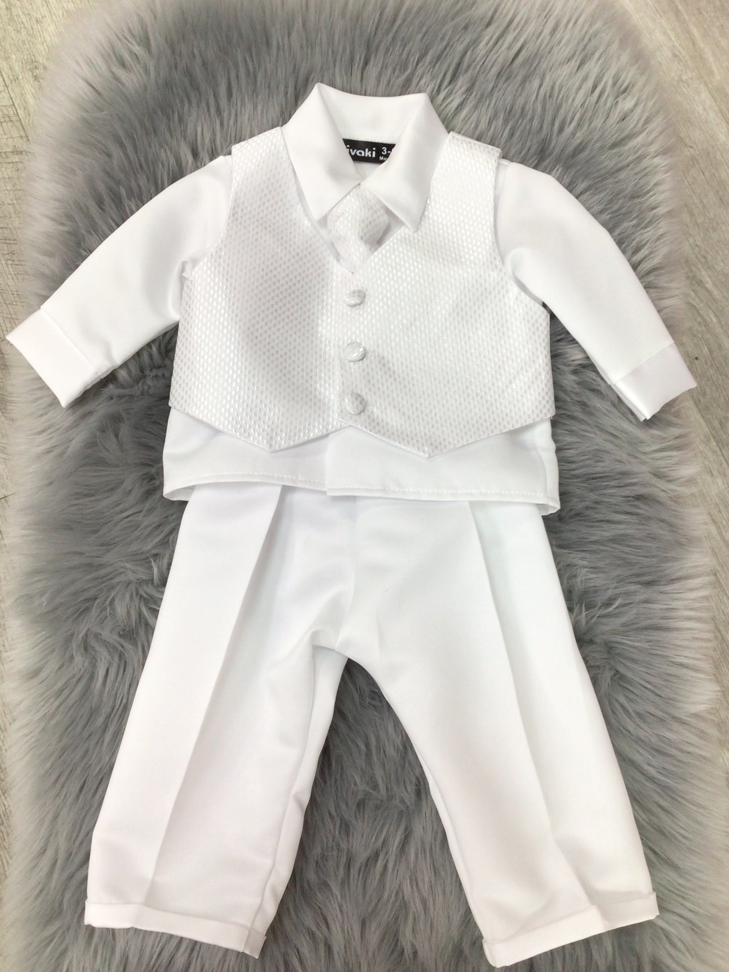 Boys white christening suit CR02