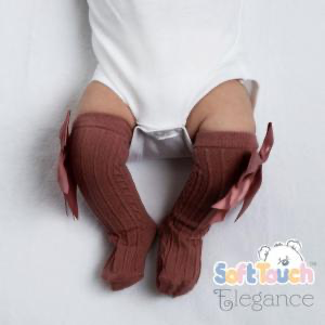 Dusky pink knee bow socks