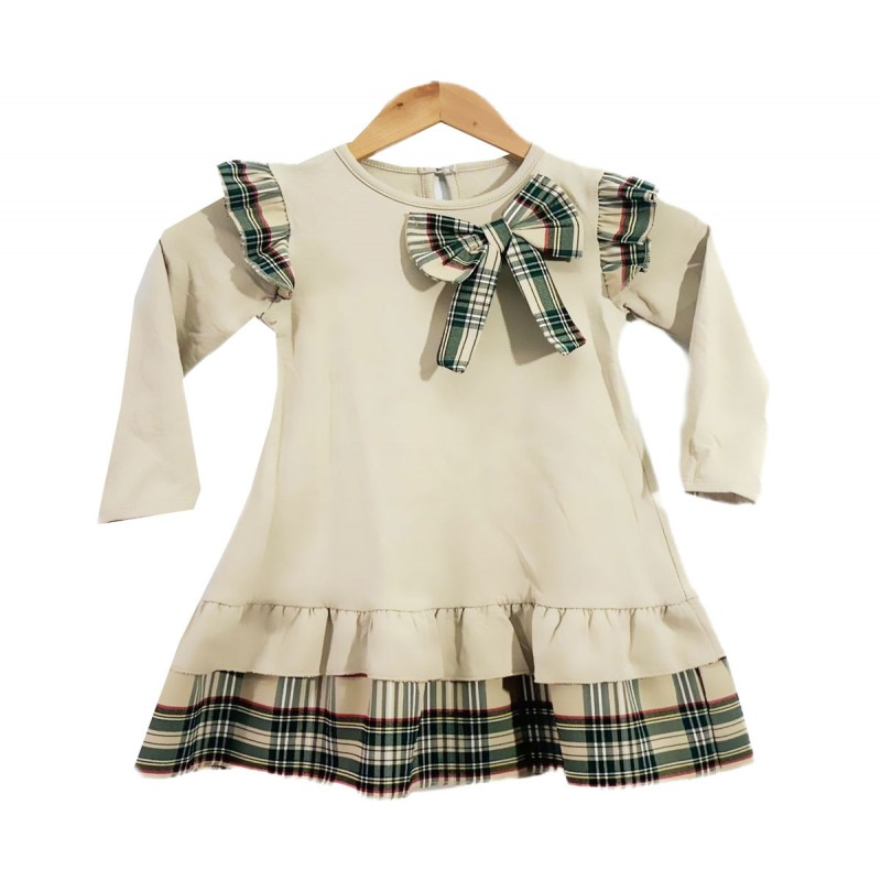 Girls beige check dress