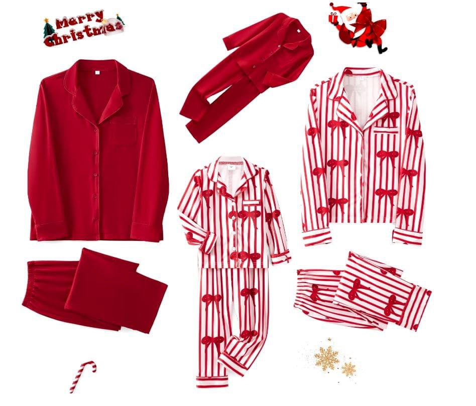 Girls red striped bow print Christmas pyjamas (COLLECTION INSTORE ONLY)