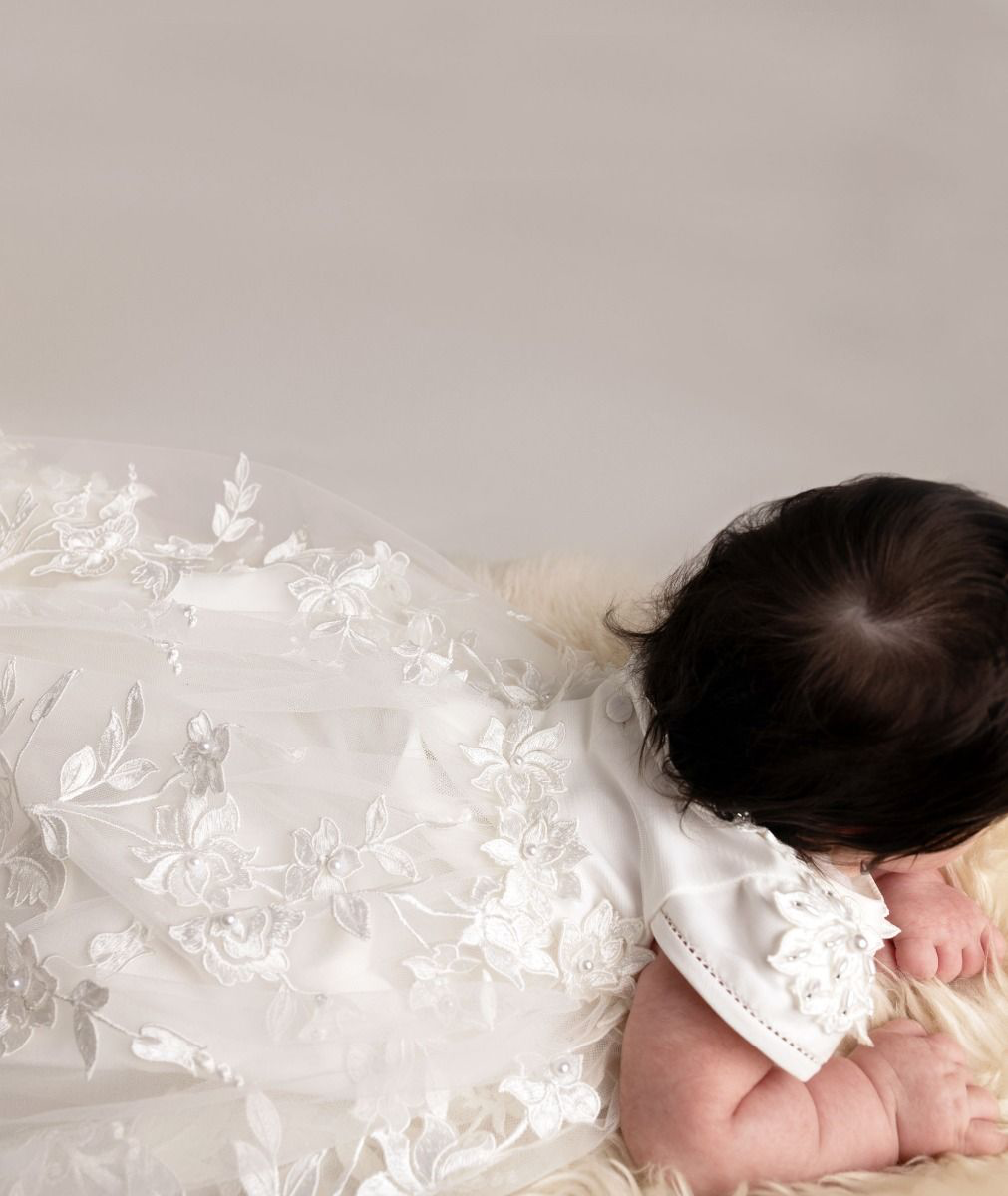 Sevva Ivory christening gown with matching bonnet Krystal