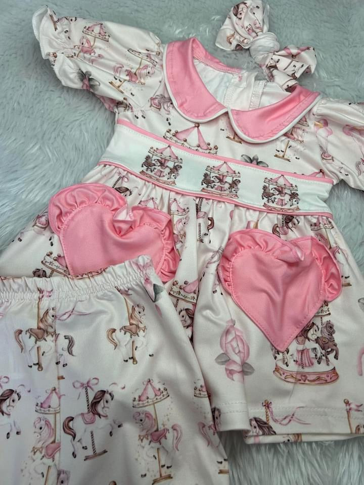 Girls pink and white carousel pyjamas BLACK FRIDAY