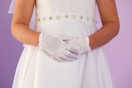 Peridot Agnes white lace communion gloves