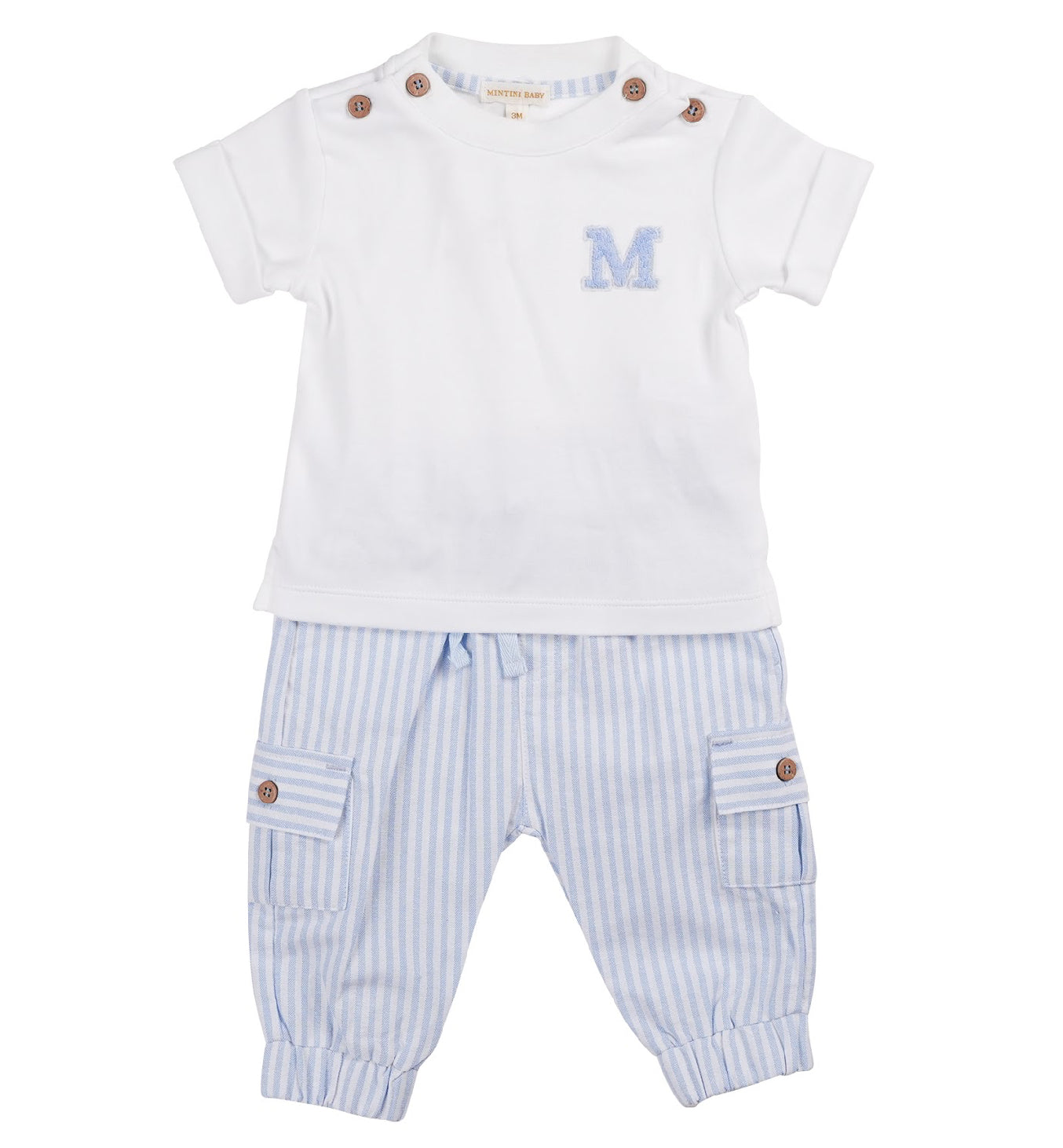 Mintini boys tshirt and trouser white/blue 6318