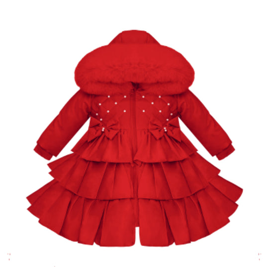 Wee Me Red Frilled Puffy coat MYD405R