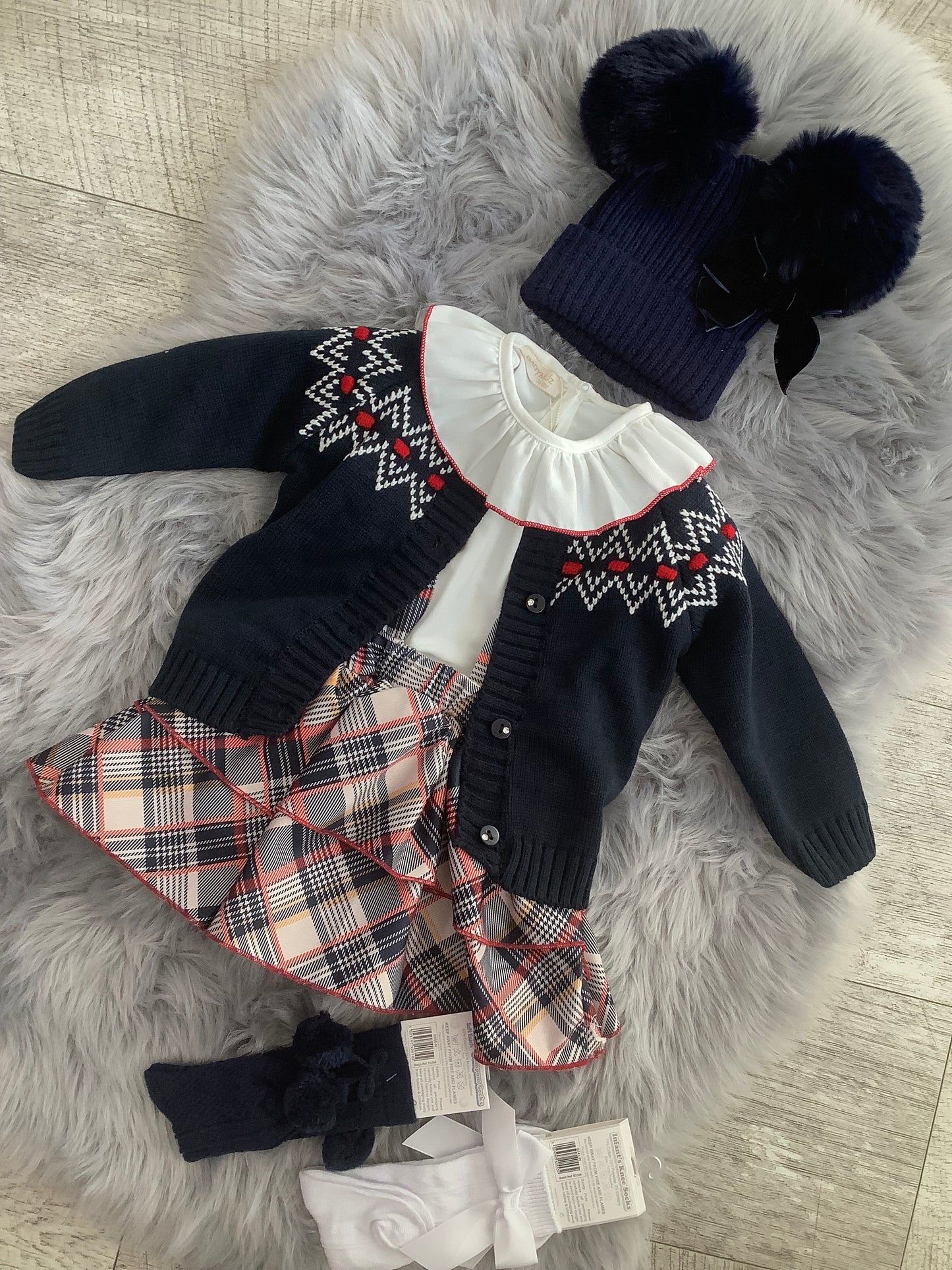 Girls navy check 3 piece skirt set BLACK FRIDAY