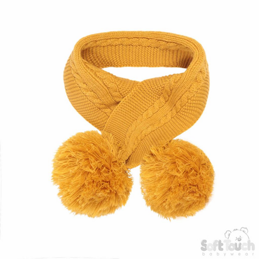 Mustard yellow scarf with pom poms BLACK FRIDAY