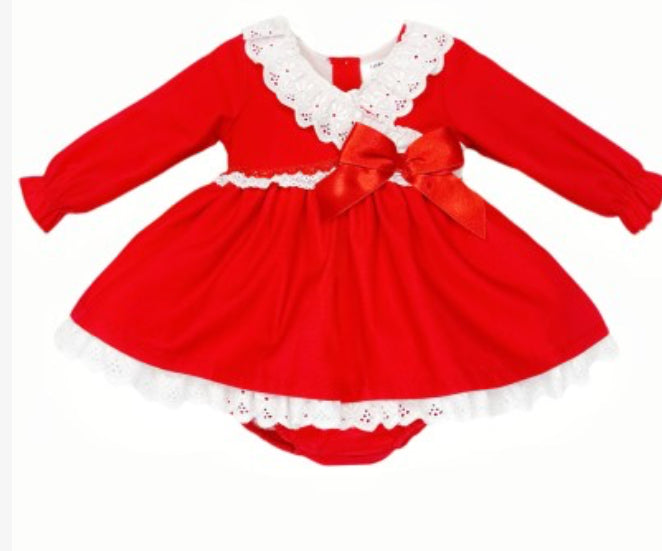 Wee me red and white frill trim dress with matching pants BLACK FRIDAY