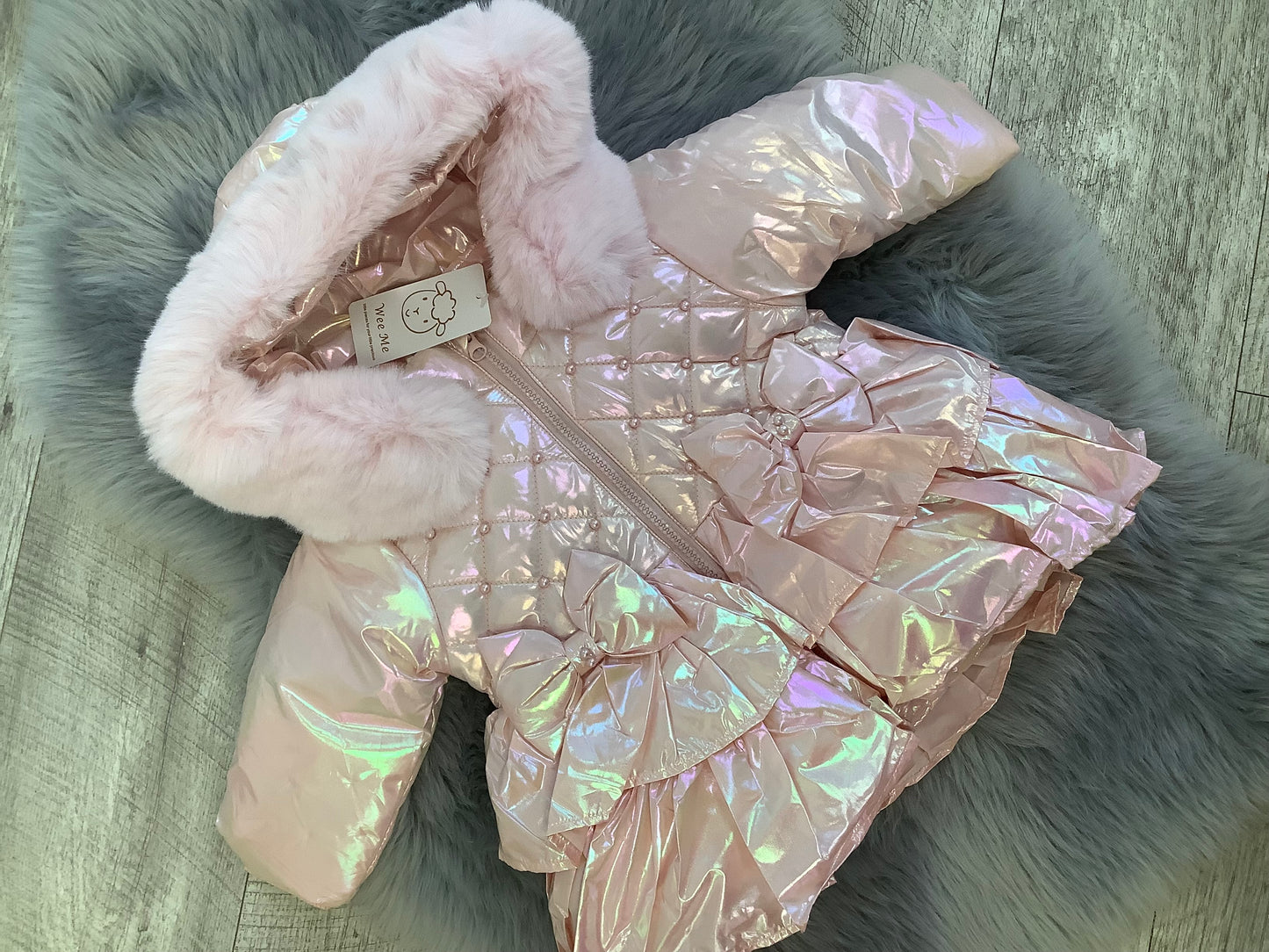 Wee Me Pink Iridescent Puffy coat MYD408P