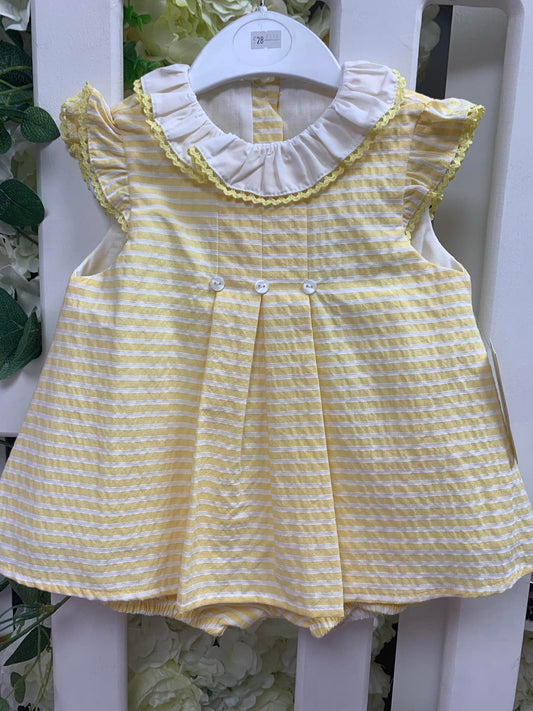Little star striped lemon bow dress with pants