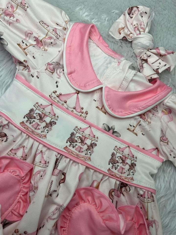 Girls pink and white carousel pyjamas BLACK FRIDAY