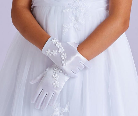 Peridot Rebecca white lace communion gloves