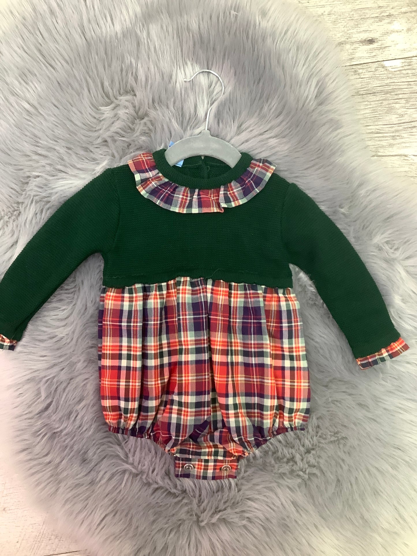 Sardon girls green and red check romper