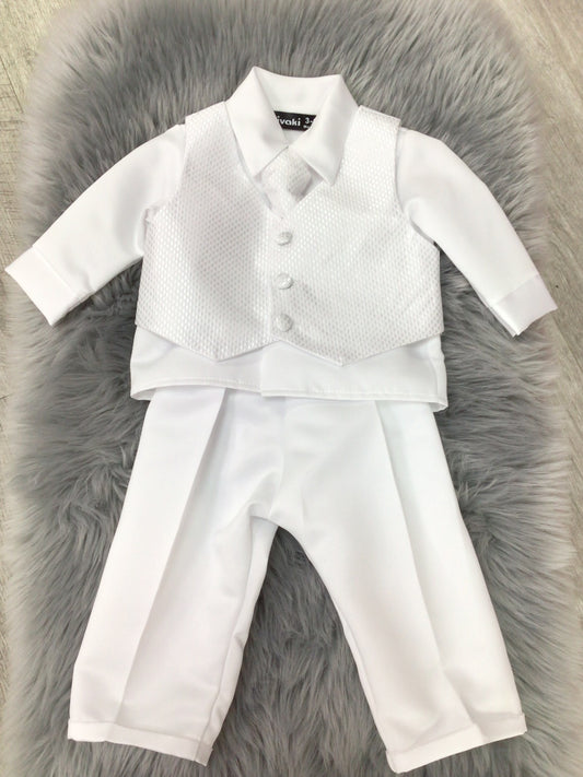 Boys white christening suit CR02
