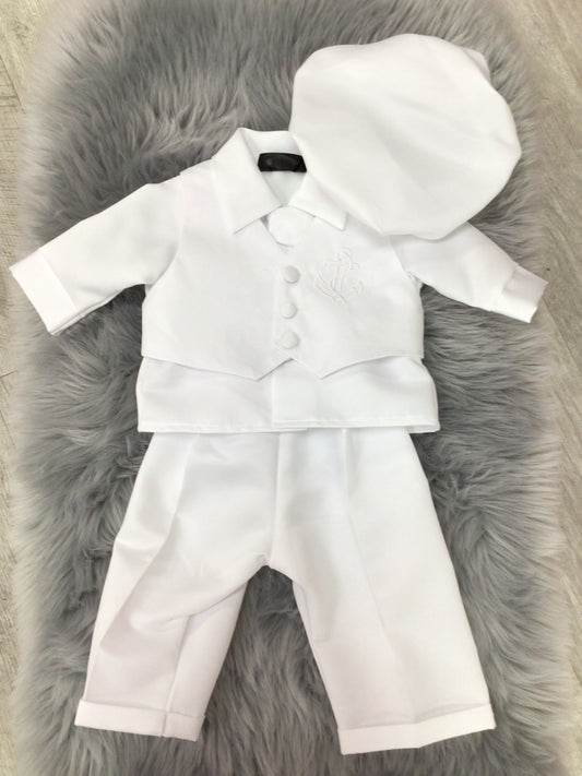 Boys christening suit with hat