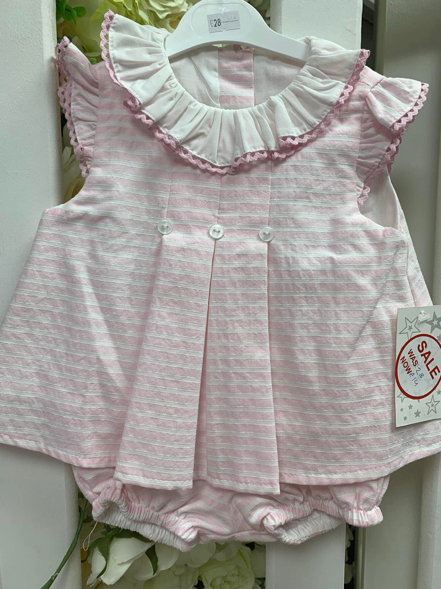 Little star striped pink bow dress with pants