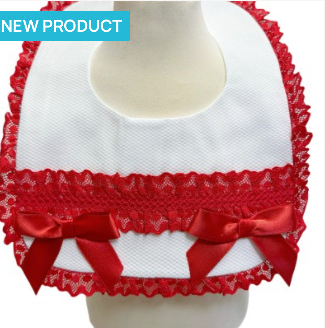 Wee Me Red Frilly Baby Bib