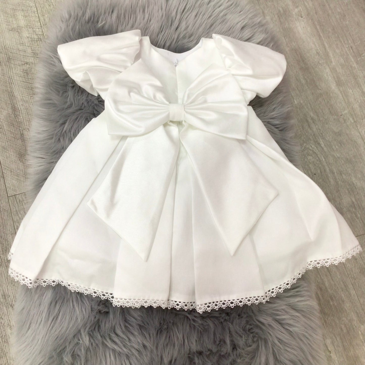 Polka christening dress white. C-22