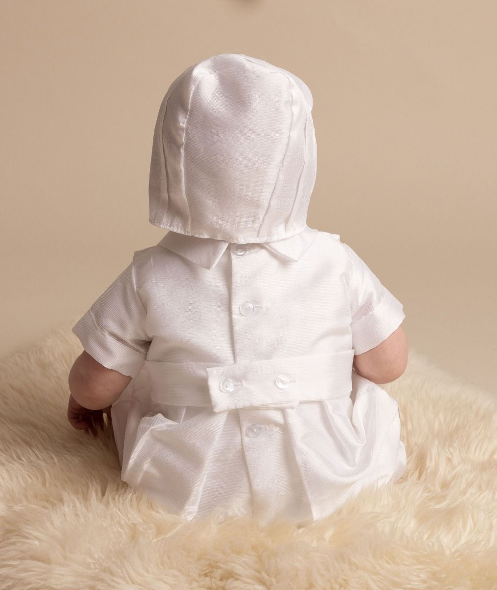 Sevva boys white christening romper Arlo