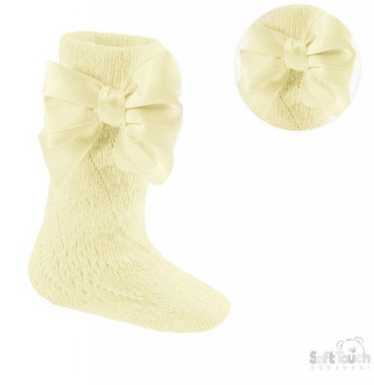 Soft touch Lemon Pelerine knee high sock with bow