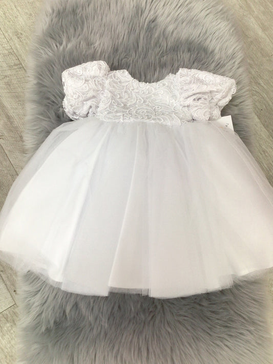 Polka christening dress white. C-25