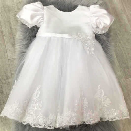 Polka christening dress white. C-27