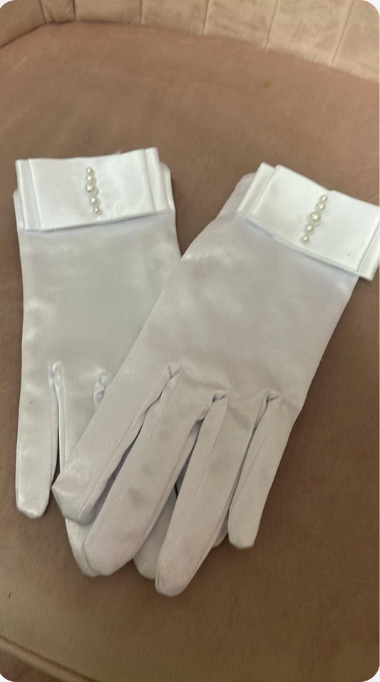 Little people white communion gloves FO114