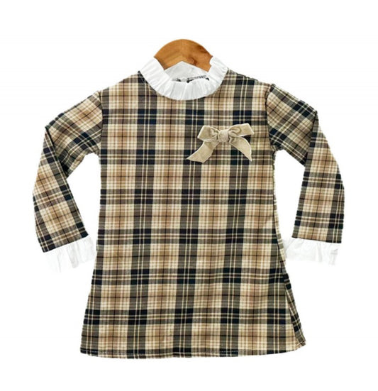 Girls beige check dress BLACK FRIDAY