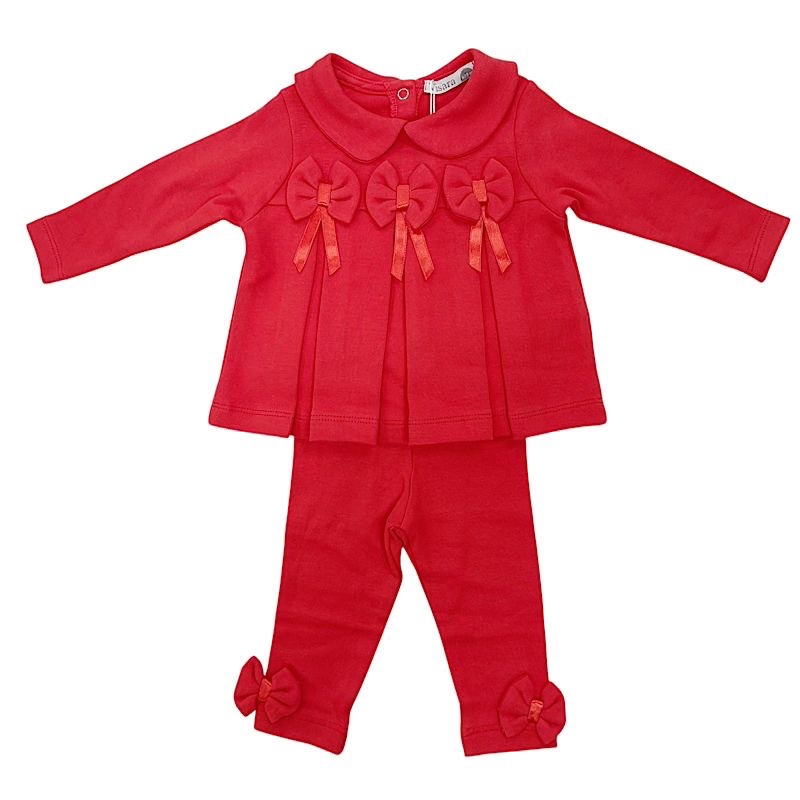 Red girls triple bow 2 piece outfit