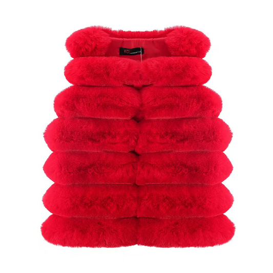 Girls fur gilet red