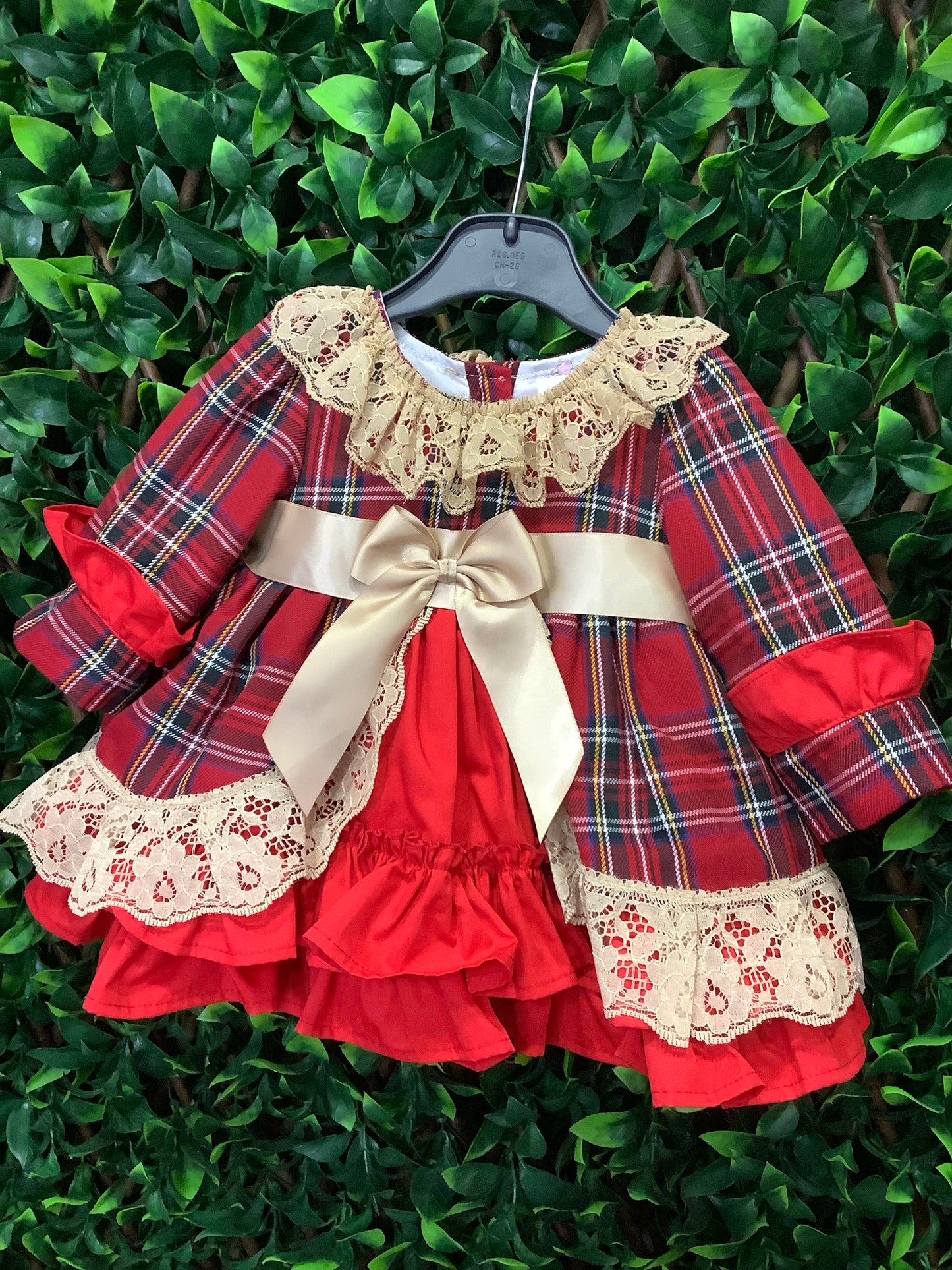 Wee me red and gold tartan frilly dress BLACK FRIDAY