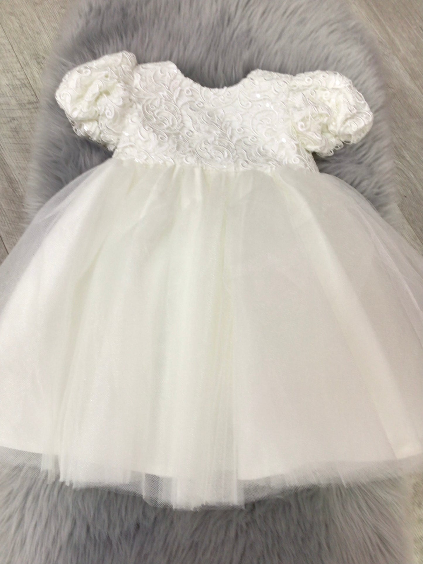 Polka christening dress Ivory. C-25