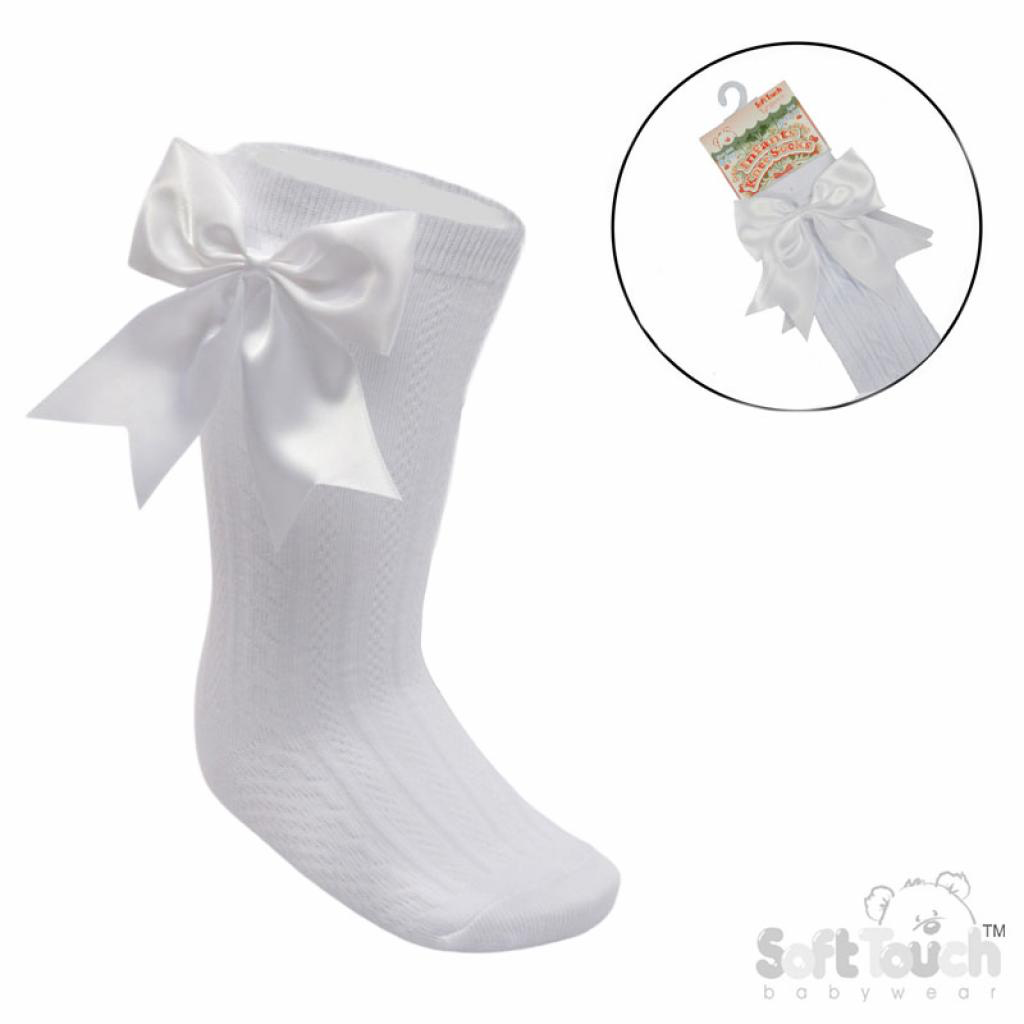 Soft touch white bow knee high socks