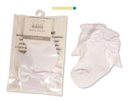 Nursery time short white bow socks