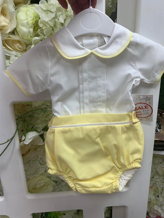 Boys lemon and white shorts set