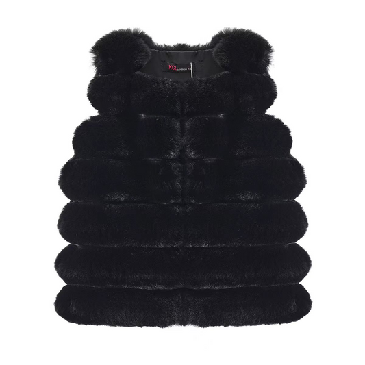 Girls fur gilet black