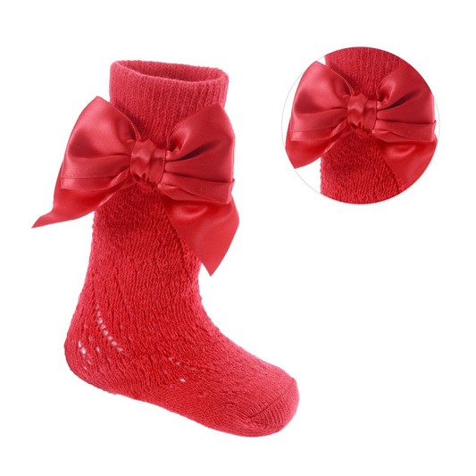 Soft touch pelerine red bow knee high socks BLACK FRIDAY