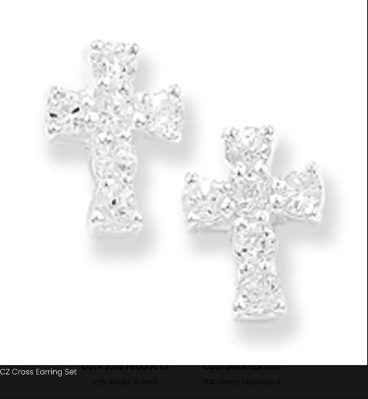 Communion cubic zirconia cross earrings SE0060