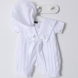 Vivaki christening white romper with hat